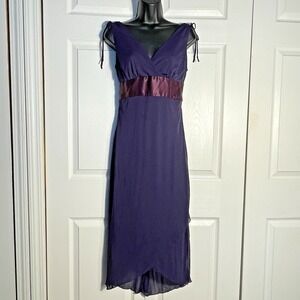 Vintage Ruby Rox Dress Women L Purple Empire Waist Sheer Lined Whimsigoth Grunge